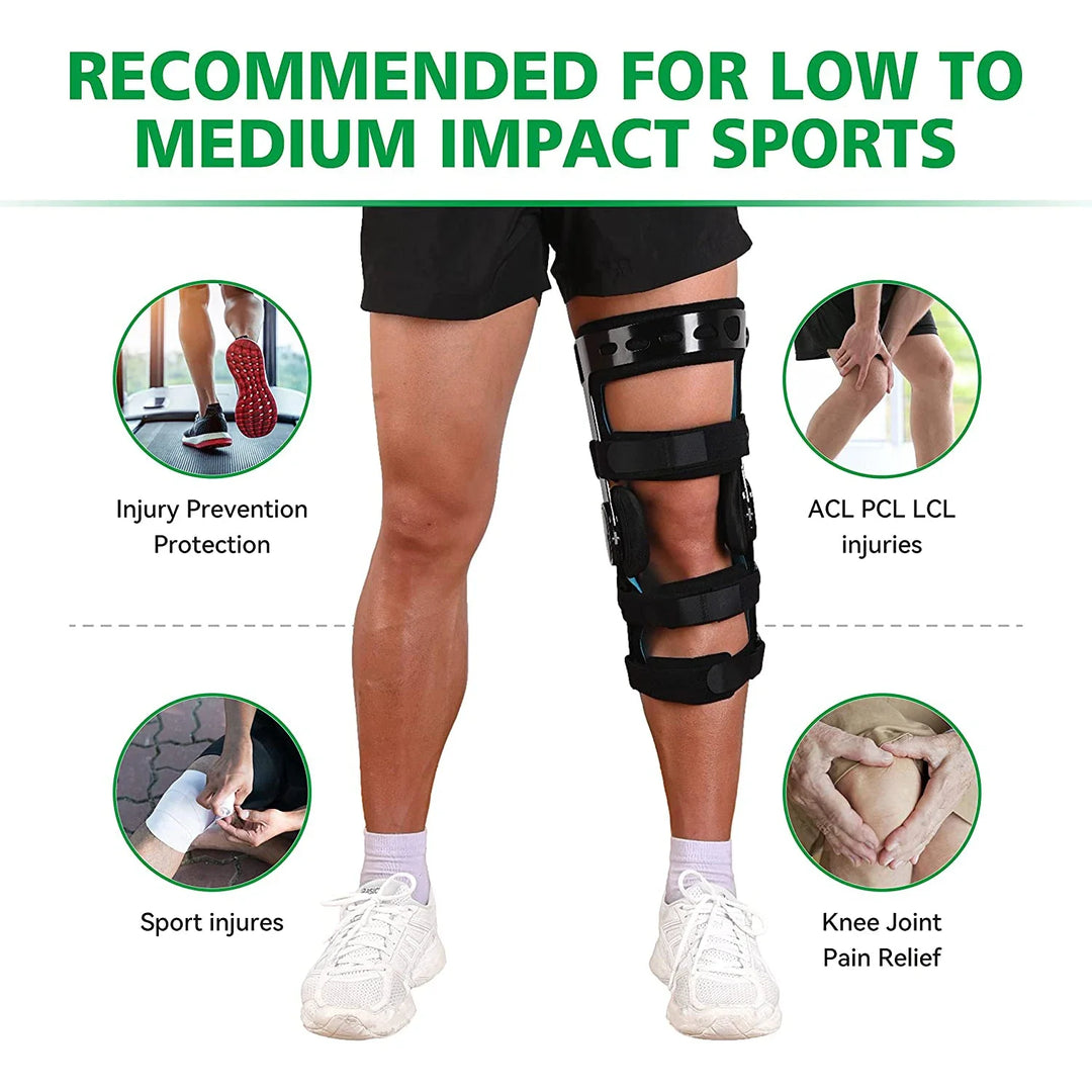 Premium Knee Brace for ACL/MCL/PCL Injuries, Ligament Support & Sports Recovery, Hinged ROM Orthopedic Orthosis for Men & Women