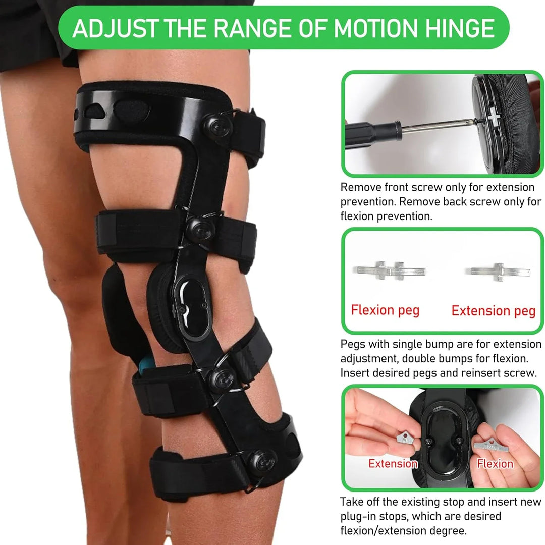 Premium Knee Brace for ACL/MCL/PCL Injuries, Ligament Support & Sports Recovery, Hinged ROM Orthopedic Orthosis for Men & Women