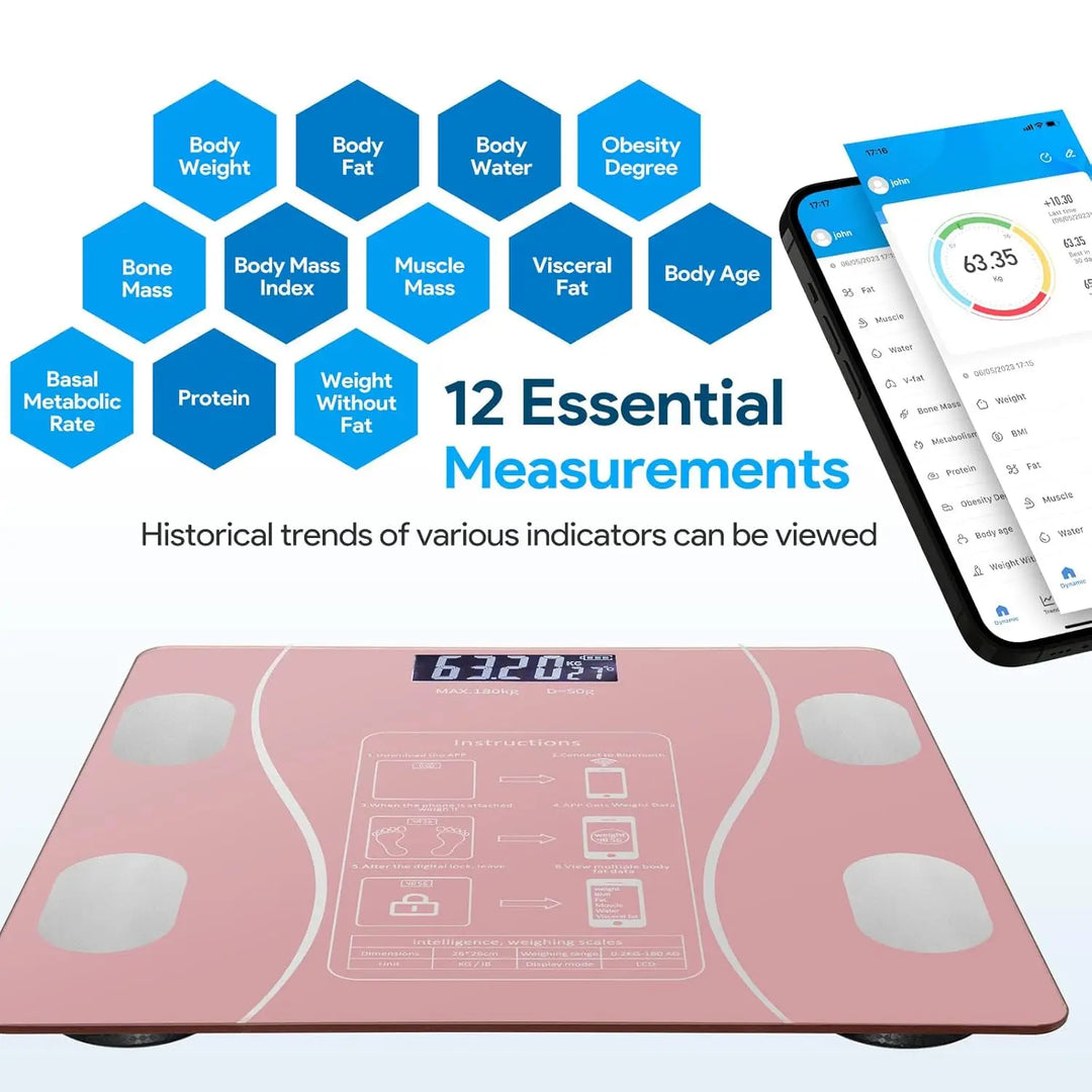 Premium LED Body Composition Scale – Accurate Digital Bathroom Scale with Body Fat Analysis, Bluetooth Connectivity, Health Tracking for Smart Home