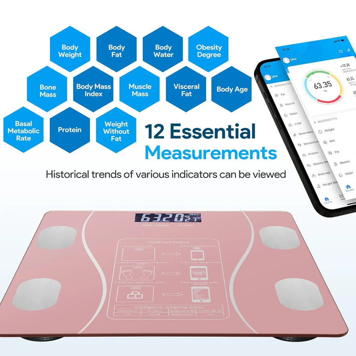Premium LED Body Composition Scale – Accurate Digital Bathroom Scale with Body Fat Analysis, Bluetooth Connectivity, Health Tracking for Smart Home