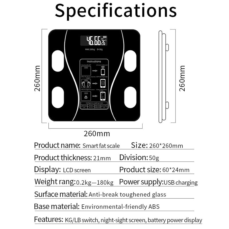 Premium LED Body Composition Scale – Accurate Digital Bathroom Scale with Body Fat Analysis, Bluetooth Connectivity, Health Tracking for Smart Home