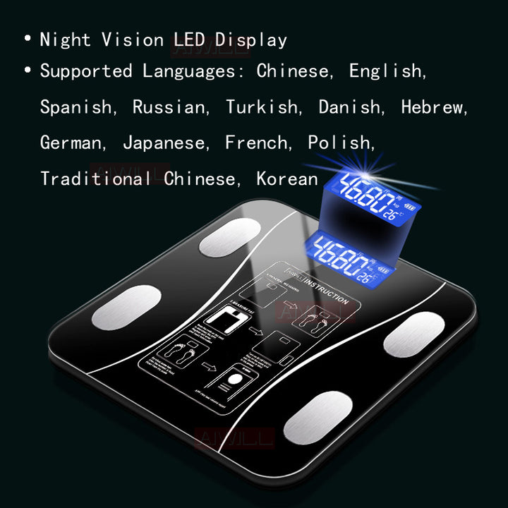 Premium LED Body Composition Scale – Accurate Digital Bathroom Scale with Body Fat Analysis, Bluetooth Connectivity, Health Tracking for Smart Home