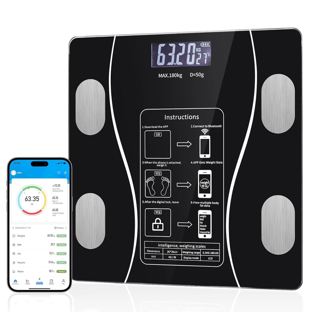 Premium LED Body Composition Scale – Accurate Digital Bathroom Scale with Body Fat Analysis, Bluetooth Connectivity, Health Tracking for Smart Home