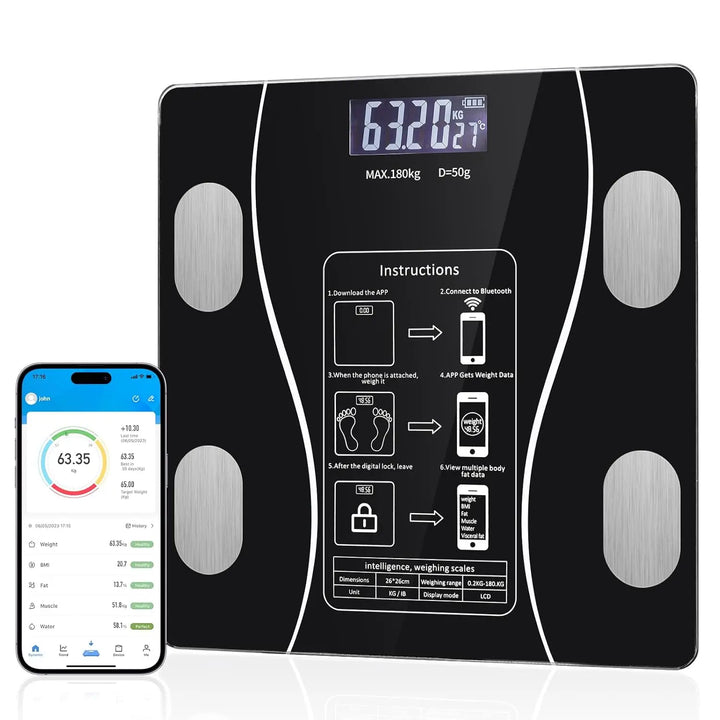 Premium LED Body Composition Scale – Accurate Digital Bathroom Scale with Body Fat Analysis, Bluetooth Connectivity, Health Tracking for Smart Home