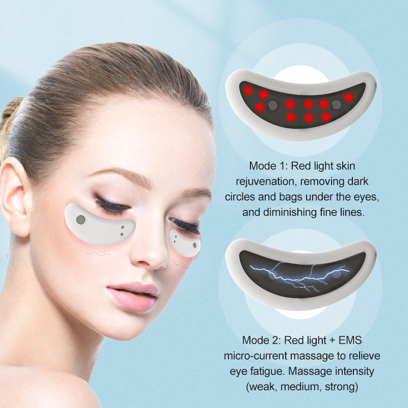 Premium LED Red Light Eye Therapy Massager with EMS and Gel Patches for Under Eye Wrinkle Treatment, 2 Modes, Rechargeable 400mAh Battery, Automatic Shut Off, Type-C Charging Interface, Anti-Aging Eye Care