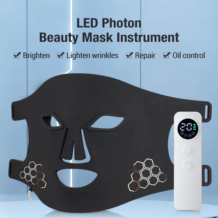 Premium LED Red Light Therapy Face Mask – 460nm 660nm 850nm Photon Beauty Device with Timer and USB Charging