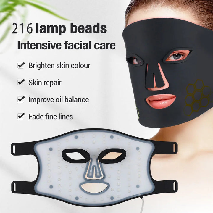Premium LED Red Light Therapy Face Mask – 460nm 660nm 850nm Photon Beauty Device with Timer and USB Charging