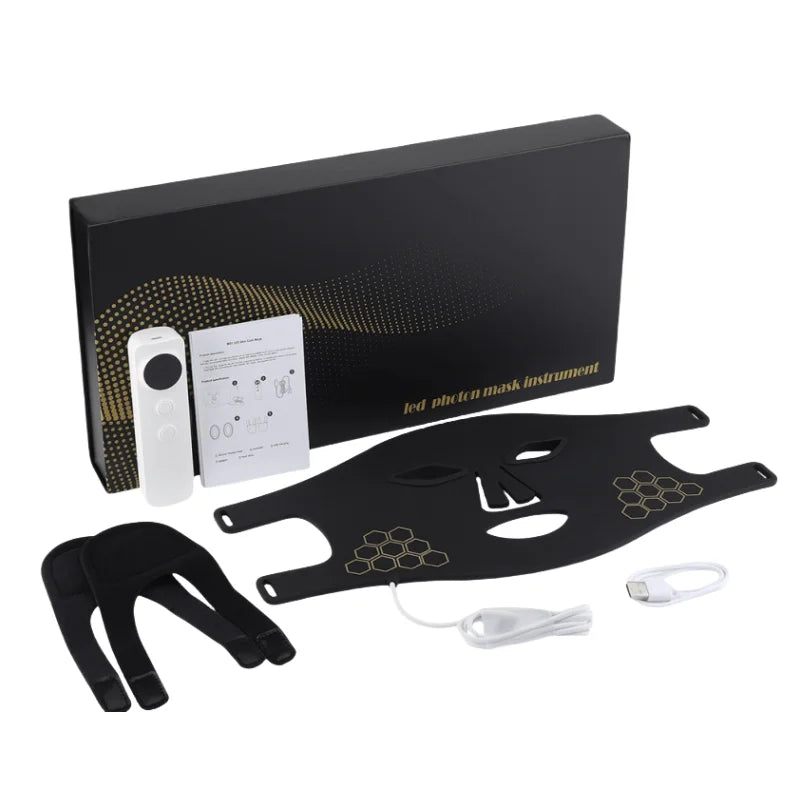 Premium LED Red Light Therapy Face Mask – 460nm 660nm 850nm Photon Beauty Device with Timer and USB Charging