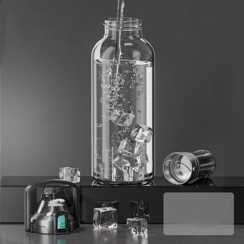 Premium Large Capacity Heat-Resistant Glass Tea Separation Cup – 800-2000ML Transparent Portable Sports Cup with Lid and Straw – Ideal for Outdoor, Daily Use & Gift Giving