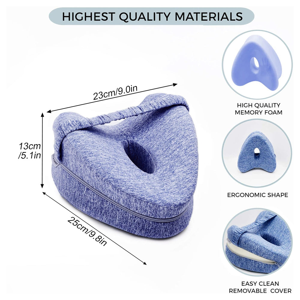 Premium Leg Pillow for Side Sleepers – Memory Foam Relief for Pregnant Women, Leg Pain & Edema – Breathable Heart-Shaped Design with Elastic Straps for Comfortable Sleeping
