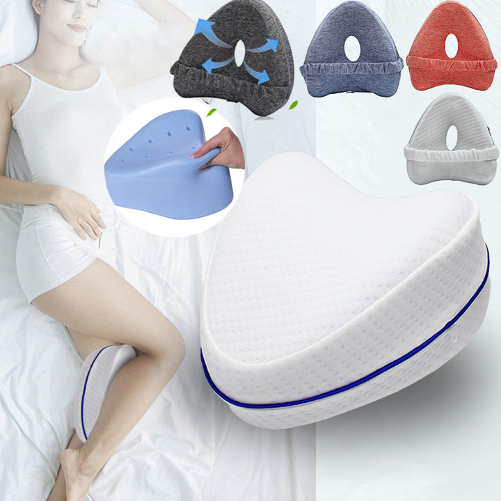 Premium Leg Pillow for Side Sleepers – Memory Foam Relief for Pregnant Women, Leg Pain & Edema – Breathable Heart-Shaped Design with Elastic Straps for Comfortable Sleeping