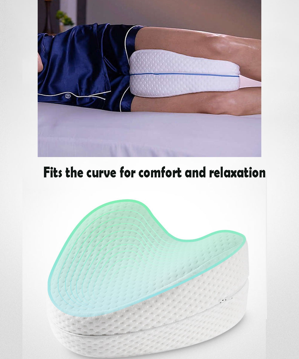 Premium Leg Pillow for Side Sleepers – Memory Foam Relief for Pregnant Women, Leg Pain & Edema – Breathable Heart-Shaped Design with Elastic Straps for Comfortable Sleeping