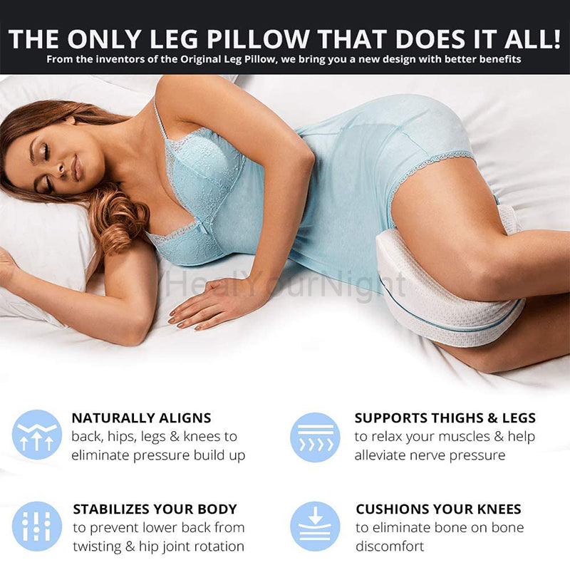 Premium Leg Pillow for Side Sleepers – Memory Foam Relief for Pregnant Women, Leg Pain & Edema – Breathable Heart-Shaped Design with Elastic Straps for Comfortable Sleeping