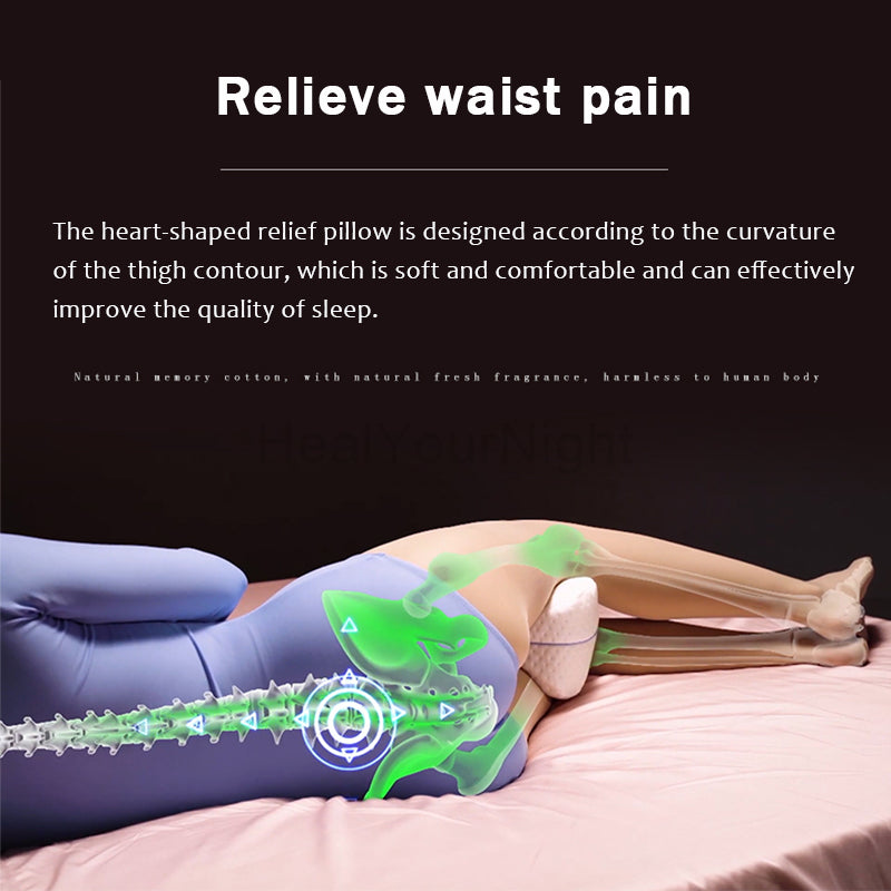 Premium Leg Pillow for Side Sleepers – Memory Foam Relief for Pregnant Women, Leg Pain & Edema – Breathable Heart-Shaped Design with Elastic Straps for Comfortable Sleeping