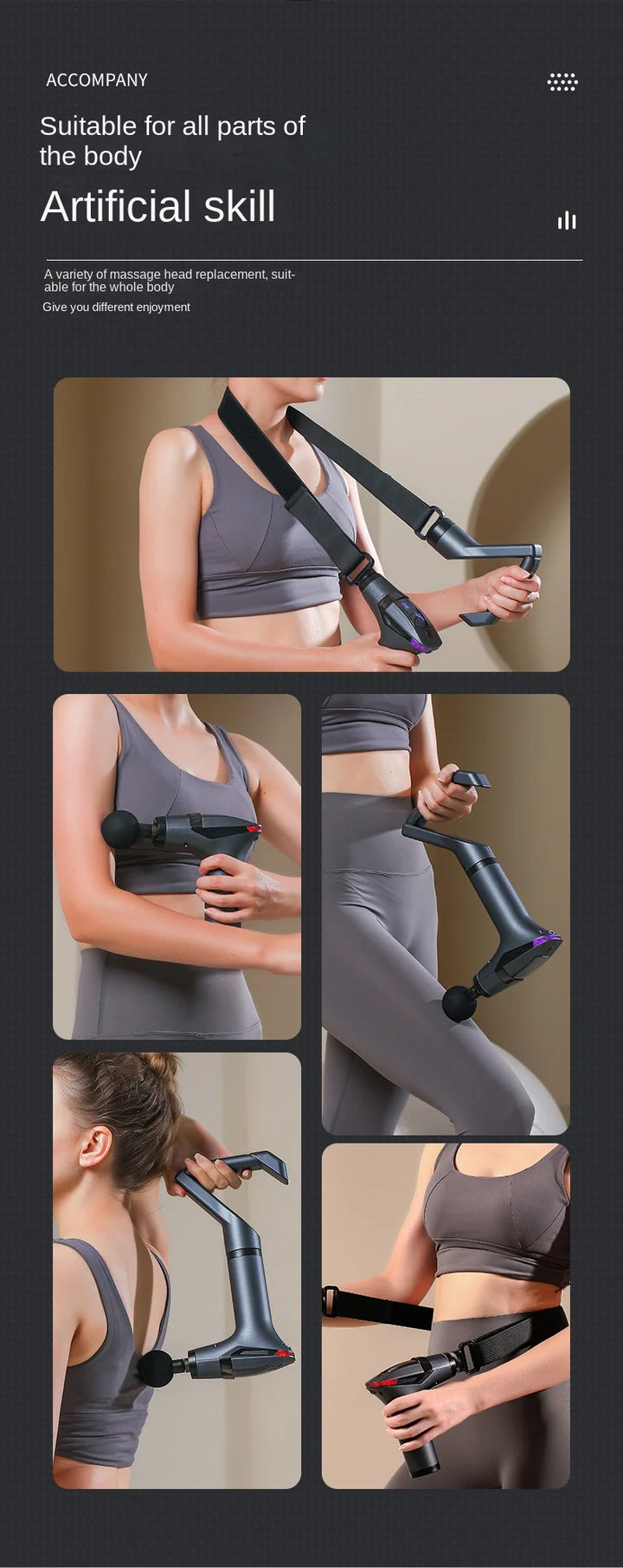 Premium Long Handle Massage Gun – Deep Tissue Percussion Muscle Massager with USB Type C Charging