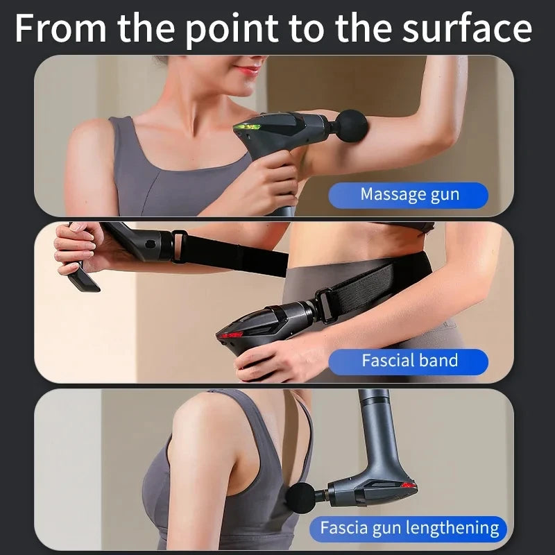 Premium Long Handle Massage Gun – Deep Tissue Percussion Muscle Massager with USB Type C Charging