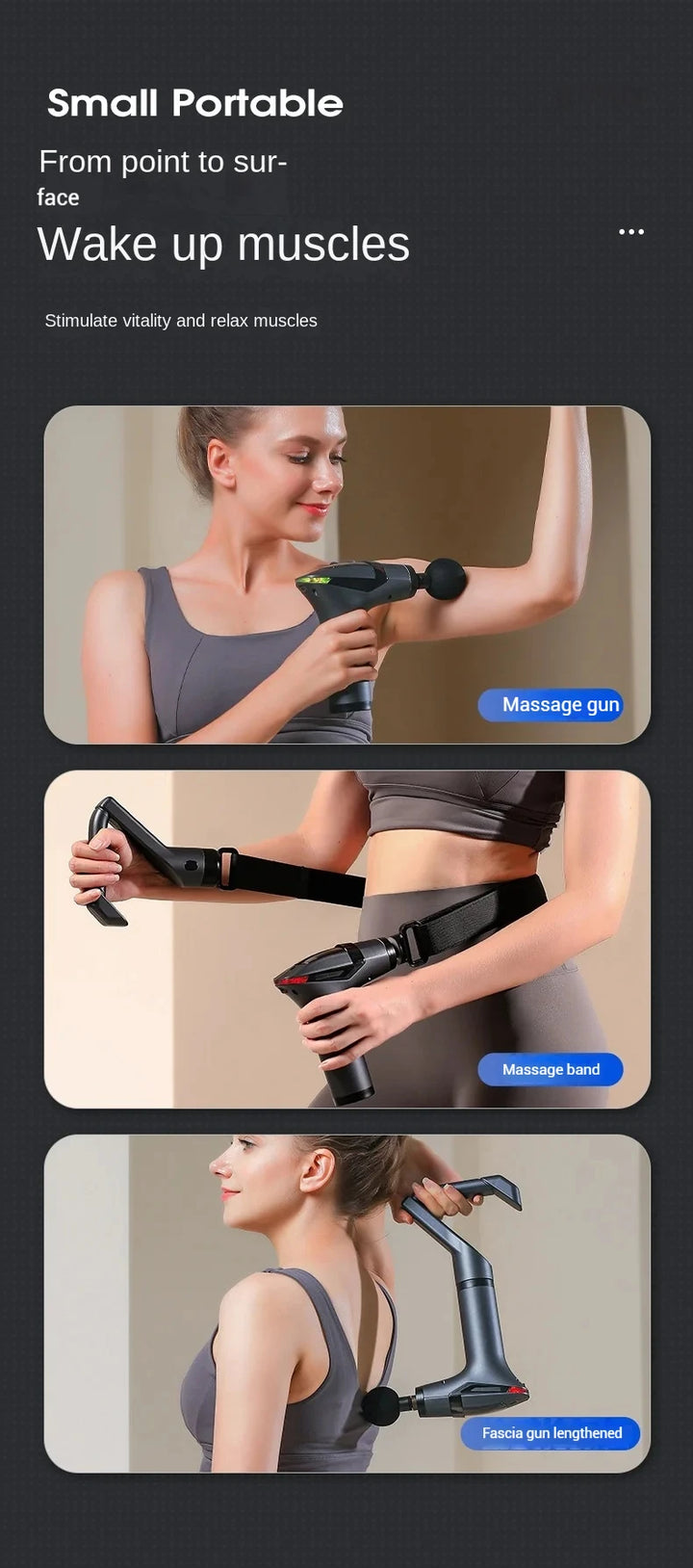 Premium Long Handle Massage Gun – Deep Tissue Percussion Muscle Massager with USB Type C Charging
