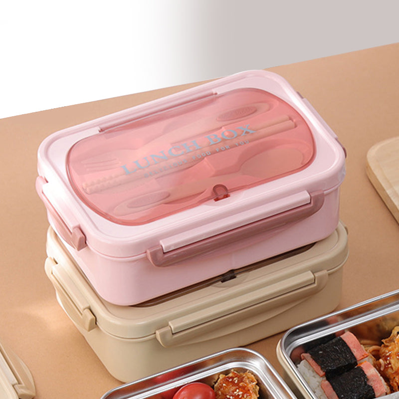 Premium Lunch Box with Tableware – Square Divided Bento Box for Office Workers, Leak-Proof, Microwave Safe, Ideal for Picnic & Camping, Portable Food Container
