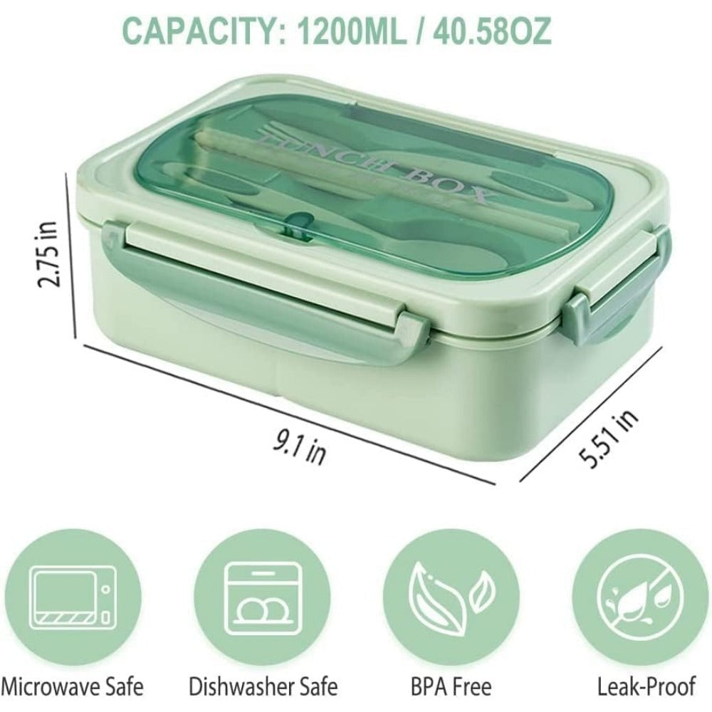 Premium Lunch Box with Tableware – Square Divided Bento Box for Office Workers, Leak-Proof, Microwave Safe, Ideal for Picnic & Camping, Portable Food Container