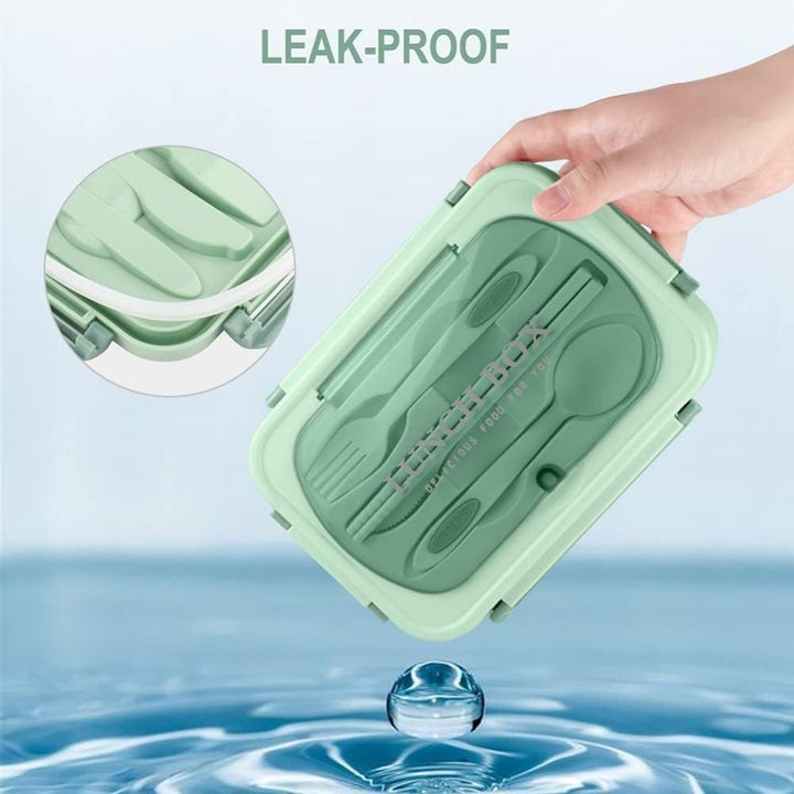 Premium Lunch Box with Tableware – Square Divided Bento Box for Office Workers, Leak-Proof, Microwave Safe, Ideal for Picnic & Camping, Portable Food Container