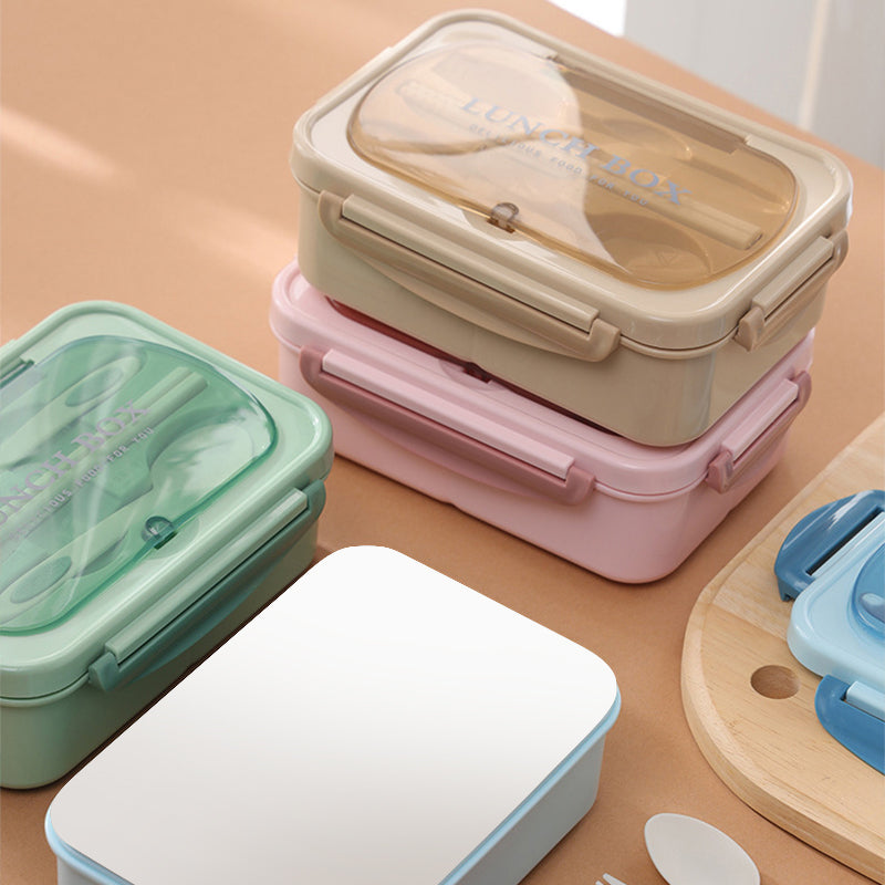 Premium Lunch Box with Tableware – Square Divided Bento Box for Office Workers, Leak-Proof, Microwave Safe, Ideal for Picnic & Camping, Portable Food Container
