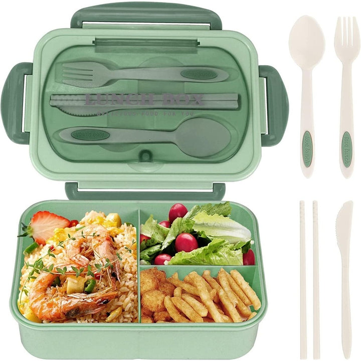 Premium Lunch Box with Tableware – Square Divided Bento Box for Office Workers, Leak-Proof, Microwave Safe, Ideal for Picnic & Camping, Portable Food Container