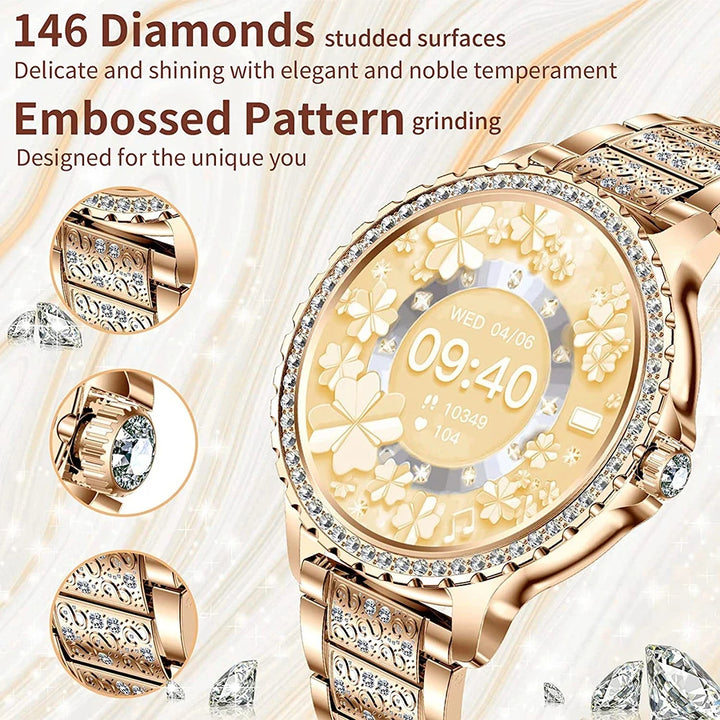 Premium Luxury Women's Smartwatch – Heart Rate, Blood Oxygen, Sleep Monitoring, Bluetooth Call, Diamond Bracelet, 1.32" HD Display, IP67 Waterproof, Fitness Tracker, Multi-Sport Modes