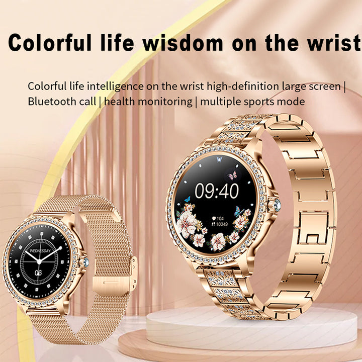 Premium Luxury Women's Smartwatch – Heart Rate, Blood Oxygen, Sleep Monitoring, Bluetooth Call, Diamond Bracelet, 1.32" HD Display, IP67 Waterproof, Fitness Tracker, Multi-Sport Modes