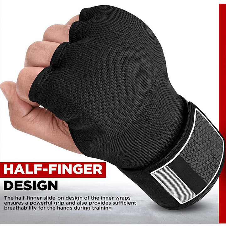 Premium MMA Half-Finger Boxing Gloves – Padded Foam Inner Gloves for Boxing, MMA, Muay Thai, Kickboxing, Taekwondo & Karate – Long Wrist Strap for Enhanced Support & Protection