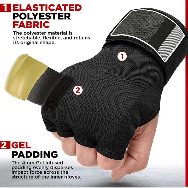 Premium MMA Half-Finger Boxing Gloves – Padded Foam Inner Gloves for Boxing, MMA, Muay Thai, Kickboxing, Taekwondo & Karate – Long Wrist Strap for Enhanced Support & Protection
