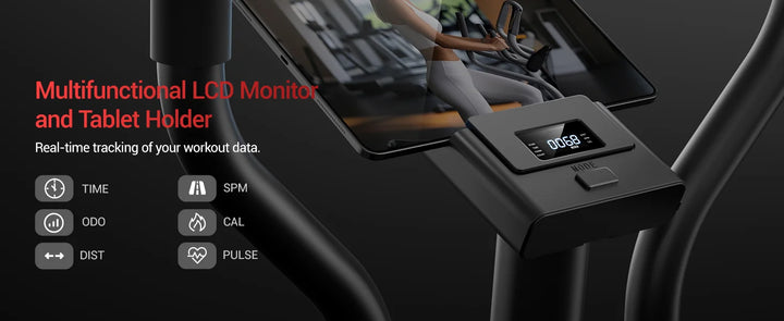 Premium Magnetic Elliptical Machine for Home – Quiet Elliptical Trainer with 8 Resistance Levels, 12" Stride and LCD Monitor