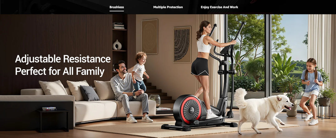 Premium Magnetic Elliptical Machine for Home – Quiet Elliptical Trainer with 8 Resistance Levels, 12" Stride and LCD Monitor