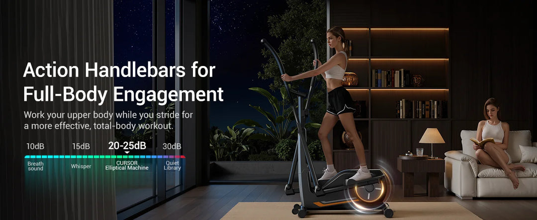 Premium Magnetic Elliptical Machine for Home – Quiet Elliptical Trainer with 8 Resistance Levels, 12" Stride and LCD Monitor