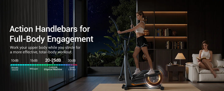 Premium Magnetic Elliptical Machine for Home – Quiet Elliptical Trainer with 8 Resistance Levels, 12" Stride and LCD Monitor
