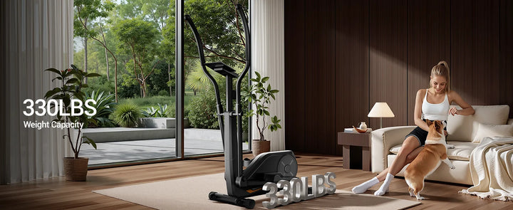 Premium Magnetic Elliptical Machine for Home – Quiet Elliptical Trainer with 8 Resistance Levels, 12" Stride and LCD Monitor