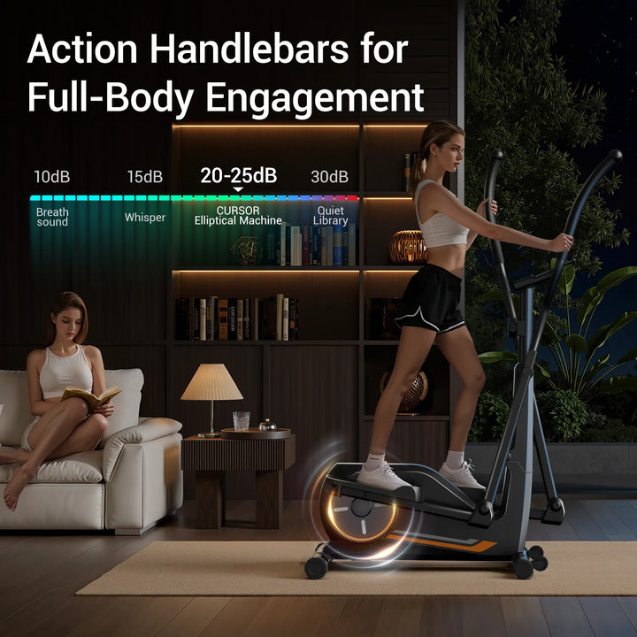 Premium Magnetic Elliptical Machine for Home – Quiet Elliptical Trainer with 8 Resistance Levels, 12" Stride and LCD Monitor