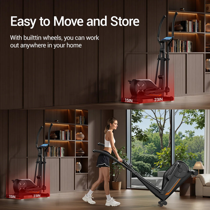 Premium Magnetic Elliptical Machine for Home – Quiet Elliptical Trainer with 8 Resistance Levels, 12" Stride and LCD Monitor