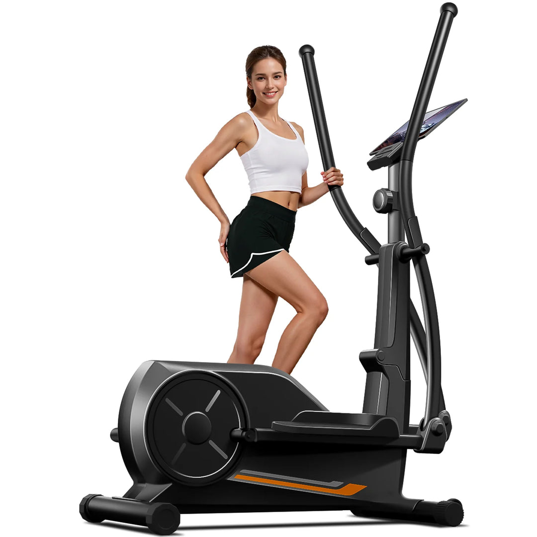 Premium Magnetic Elliptical Machine for Home – Quiet Elliptical Trainer with 8 Resistance Levels, 12" Stride and LCD Monitor