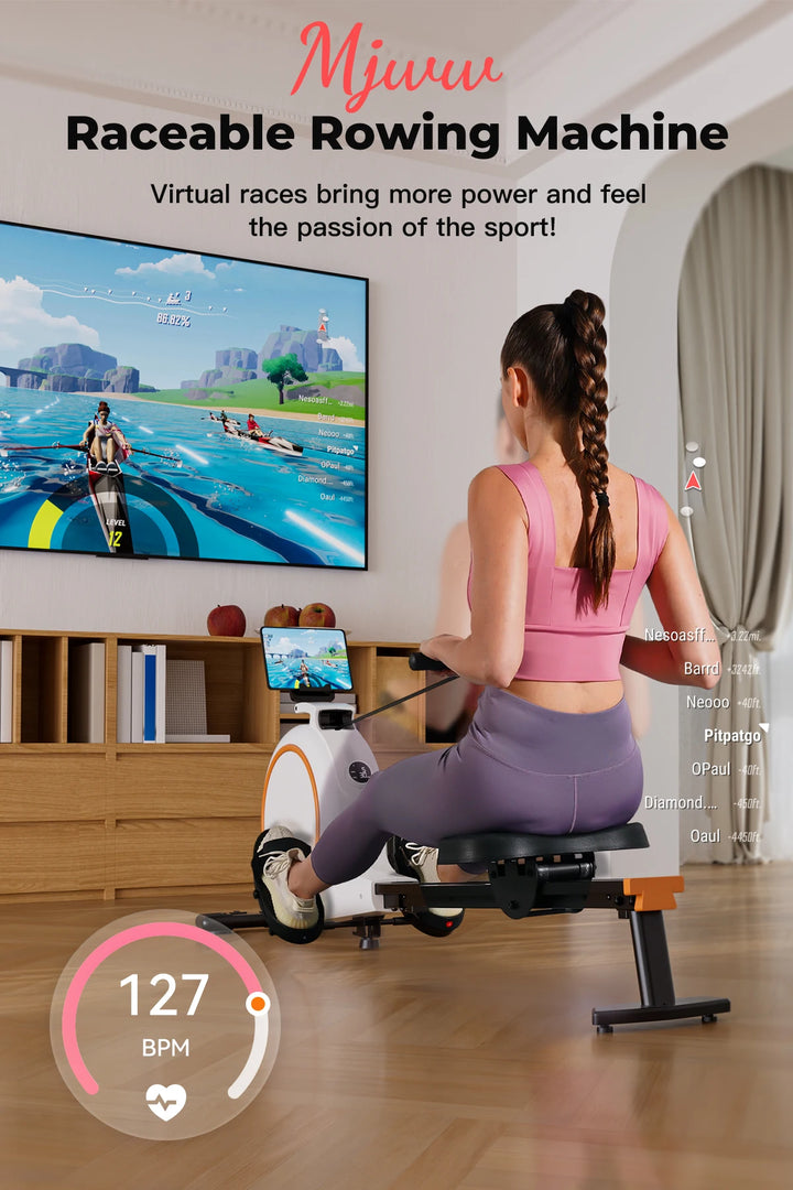 Premium Magnetic Rowing Machine for Home – 32 Level Adjustable Resistance Cardio Trainer with LED Monitor and Bluetooth