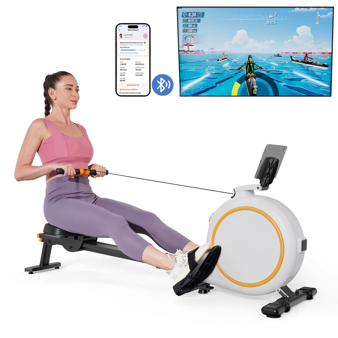 Premium Magnetic Rowing Machine for Home – 32 Level Adjustable Resistance Cardio Trainer with LED Monitor and Bluetooth