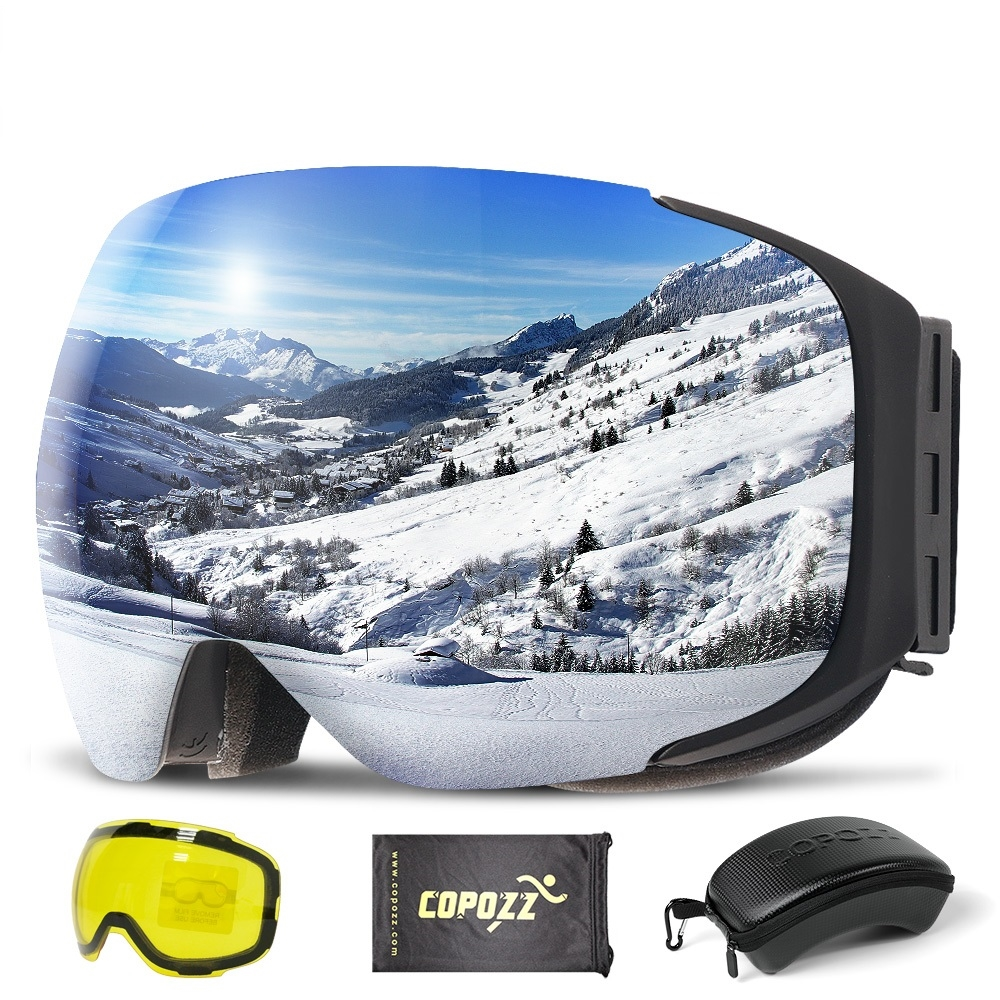 Premium Magnetic Ski Goggles – Quick-Change Lens, UV400 Protection, Anti-Fog, Explosion-Proof, Snowboard Ski Glasses for Men & Women, Includes Case and Yellow Lens