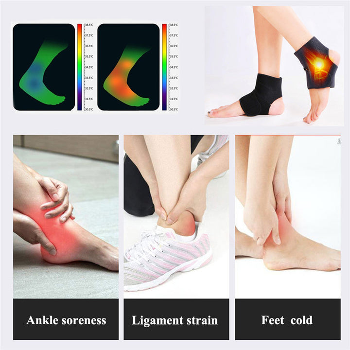 Premium Magnetic Therapy Ankle Brace with Tourmaline, Self-Heating Far Infrared Support, Adjustable Compression, Foot Massager for Pain Relief, Foot Health Care (1 Pair)