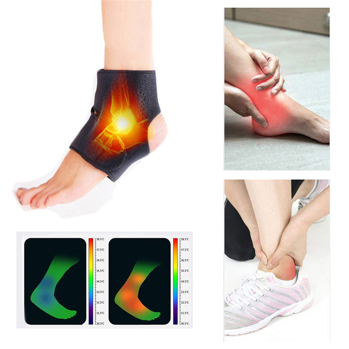 Premium Magnetic Therapy Ankle Brace with Tourmaline, Self-Heating Far Infrared Support, Adjustable Compression, Foot Massager for Pain Relief, Foot Health Care (1 Pair)
