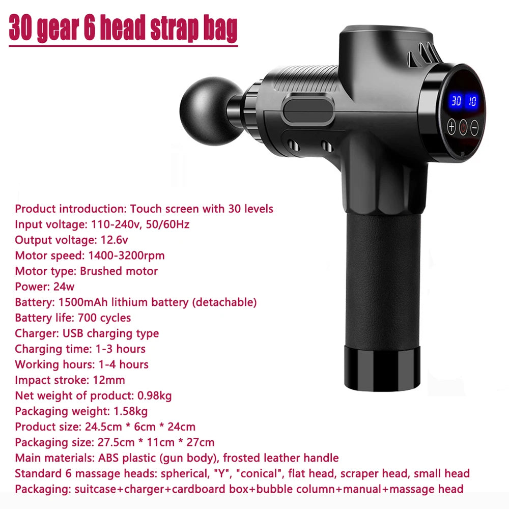 Premium Massage Gun Deep Tissue Percussion Massager – Electric Muscle Massage Gun for Body, Neck & Back Fitness Recovery
