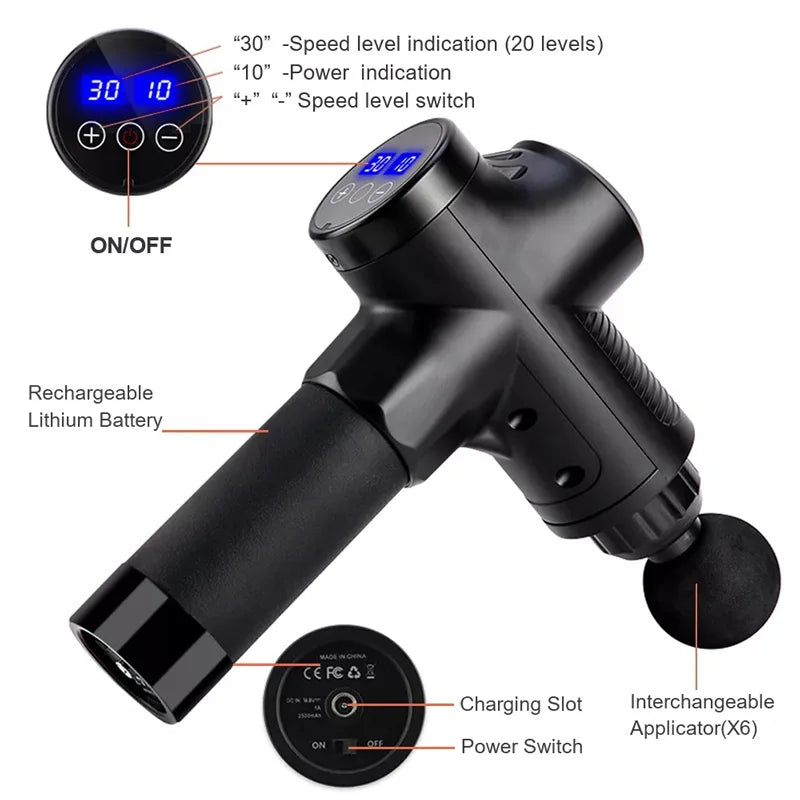 Premium Massage Gun Deep Tissue Percussion Massager – Electric Muscle Massage Gun for Body, Neck & Back Fitness Recovery