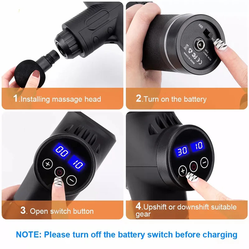 Premium Massage Gun Deep Tissue Percussion Massager – Electric Muscle Massage Gun for Body, Neck & Back Fitness Recovery