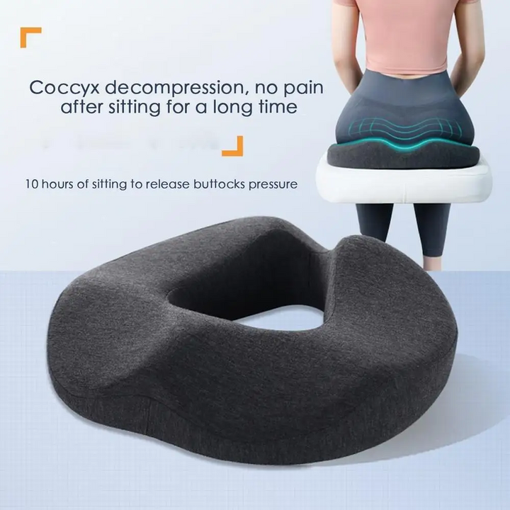 Premium Memory Foam Donut Seat Cushion – Tailbone, Hemorrhoid, Sciatica, and Bed Sore Relief for Office, Travel, or Home Use – Ergonomic Pain Relief Pillow for Sitting Comfort and Support