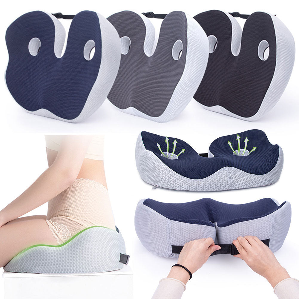 Premium Memory Foam Sit Bone Relief Cushion – Ergonomic Washable Seat Cushion for Pressure Relief, Breathable Comfort, Long Sitting for Office Workers and Drivers