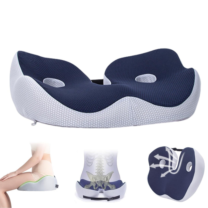 Premium Memory Foam Sit Bone Relief Cushion – Ergonomic Washable Seat Cushion for Pressure Relief, Breathable Comfort, Long Sitting for Office Workers and Drivers