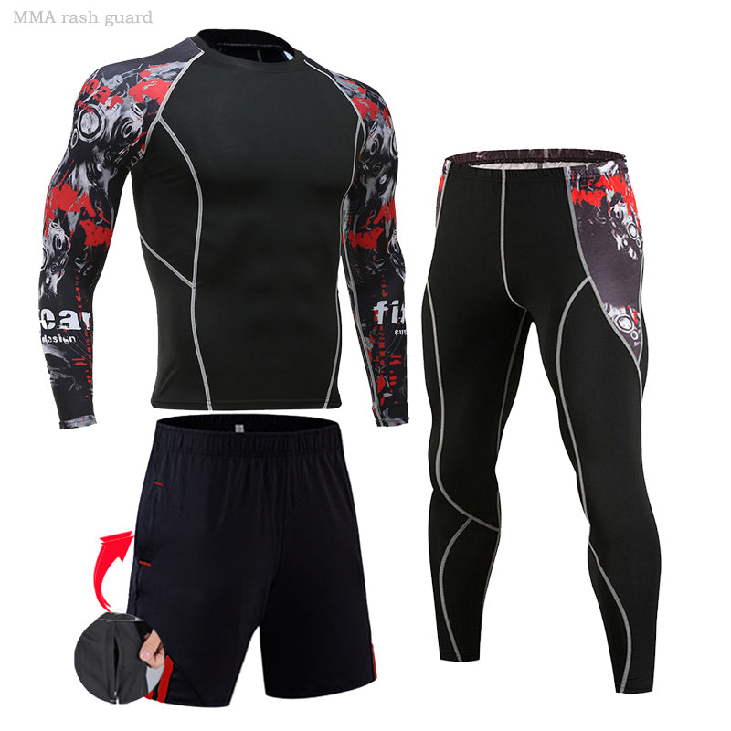 Premium Men’s Compression Sportswear Set – Gym Tights & Rashguard, Workout & Running Tracksuit, Training Clothes for Jogging